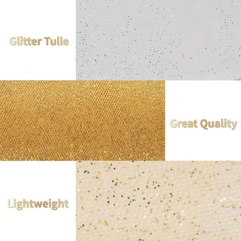 Gold/ Gold Glitter Tulle Fabric