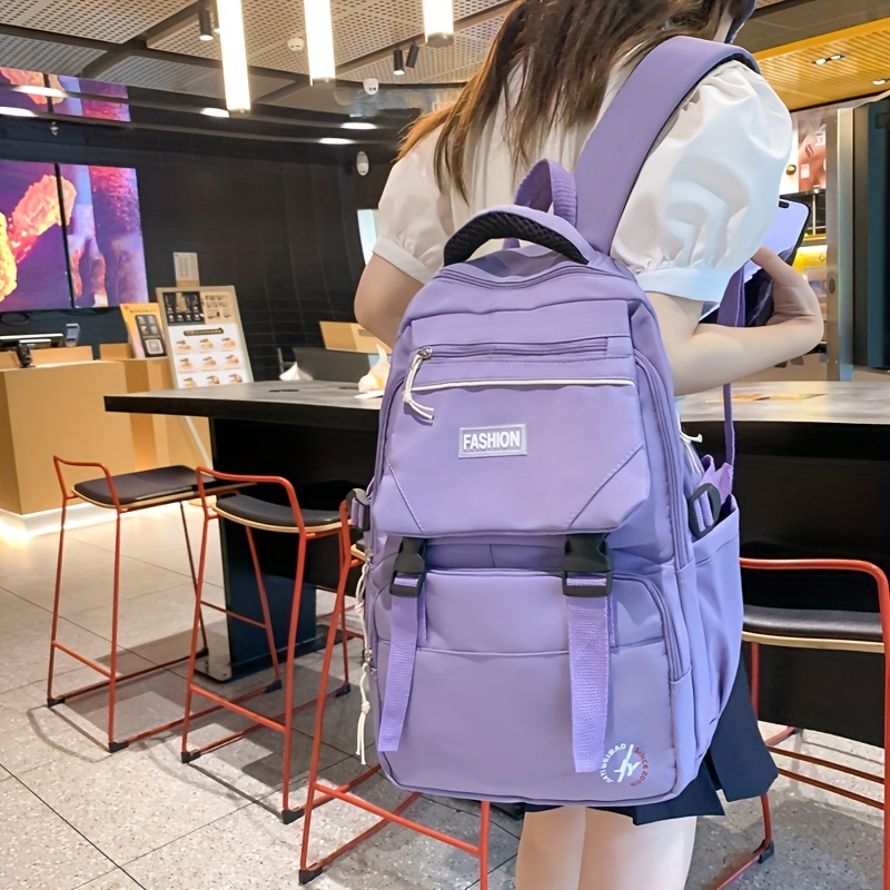 Large Capacity Preppy Backpack, School Laptop BookBag