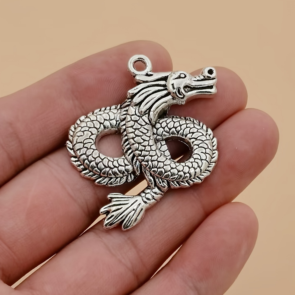 5pcs Alloy Western Dragon-shaped Charms Vintage Dragon Pendant for Jewelry, Jewels Making DIY Bracelet Necklace Earrings,Temu