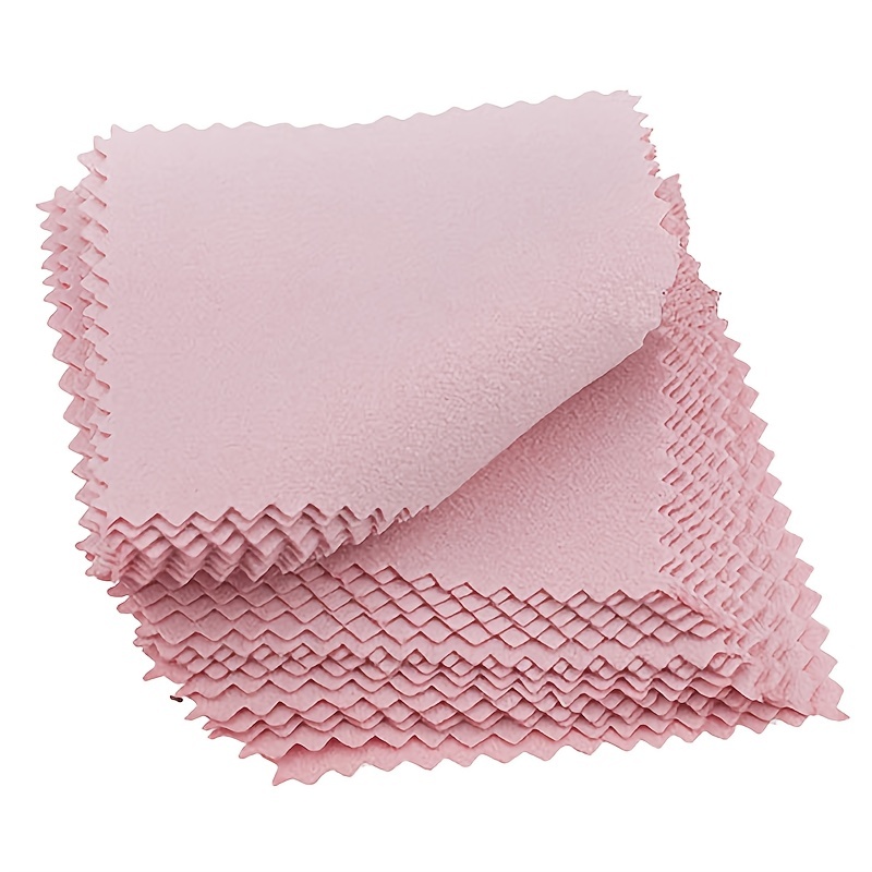 50pcs Jewelry Cleaning Cloth Pink Polishing Cloth For Sterling Silver Gold  Platinum - Small Polish Cloth 3.15x3.15inch