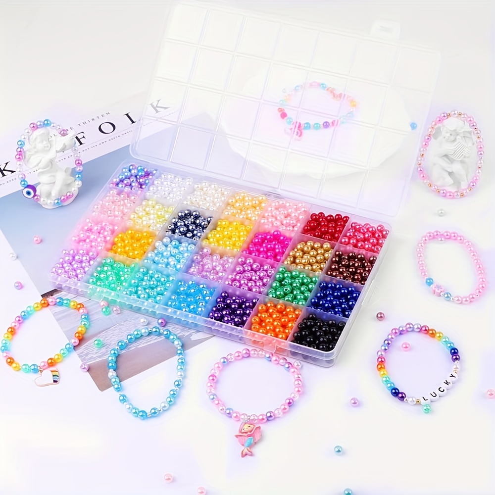 1000Pcs Pearl Beads for Jewelry Making 28 Colors 8mm Pearl  Beads with Charms Multicolor Round Spacer Pearl Beads for Bracelets  Necklaces Earrings Making Kit DIY Crafts Gifts for Kids Girls Adults