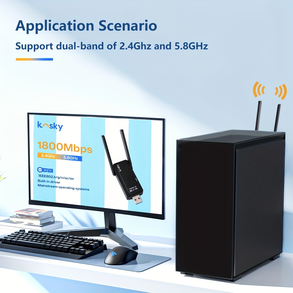 Adaptateur WiFi ac USB 600Mbps Dual Band 2.4GHz/5.8GHz