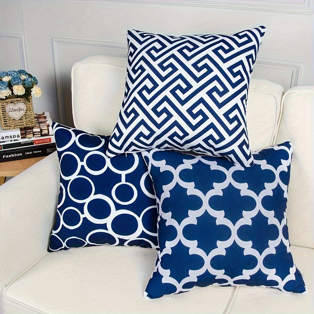 Navy and outlet white pillow cases