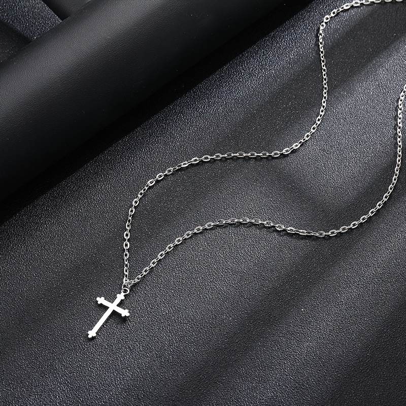 Men's Cross Pendant Necklace, Polished Design