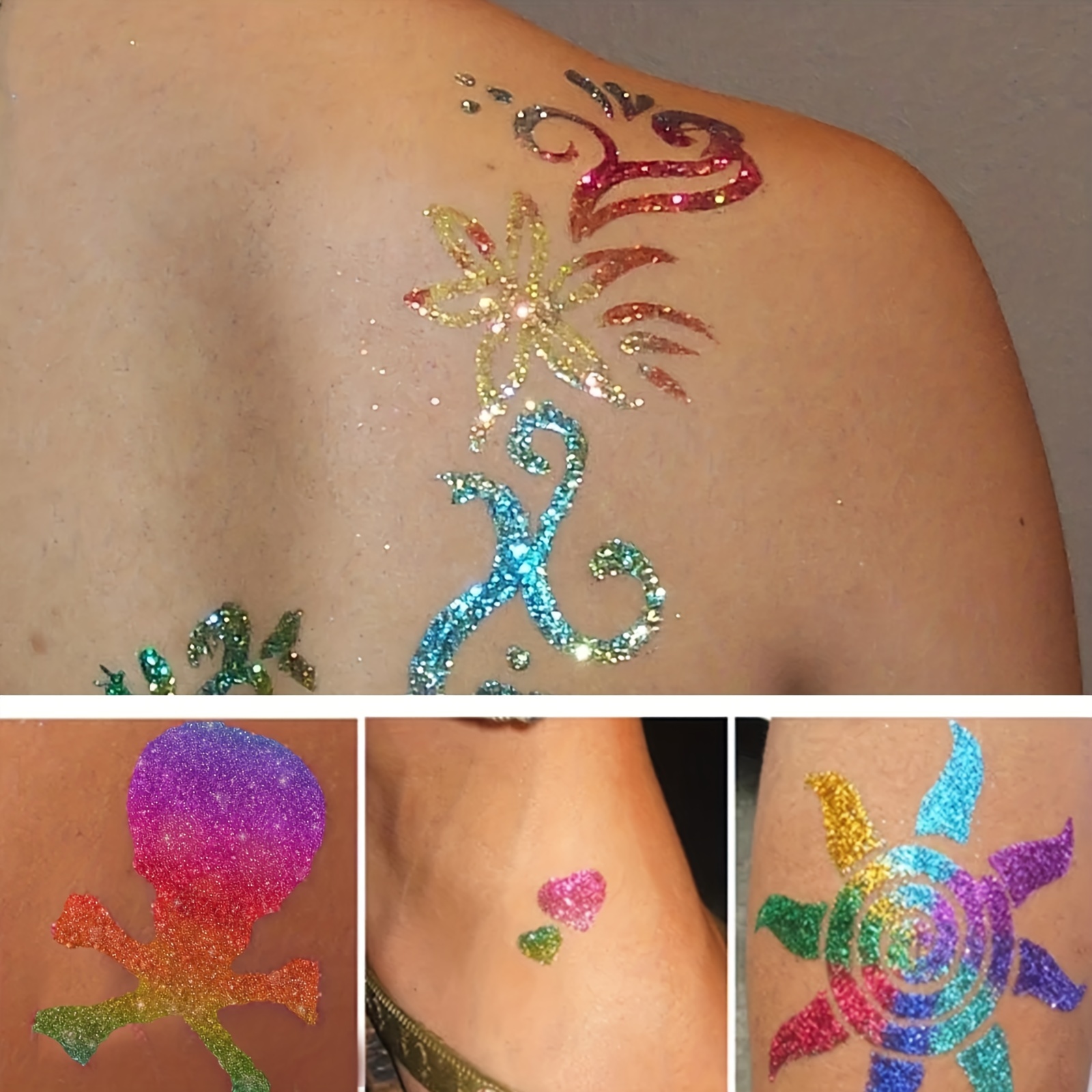 Glitter Tattoo Set For Kids Temporary Powder, Mermaid Makeup Set