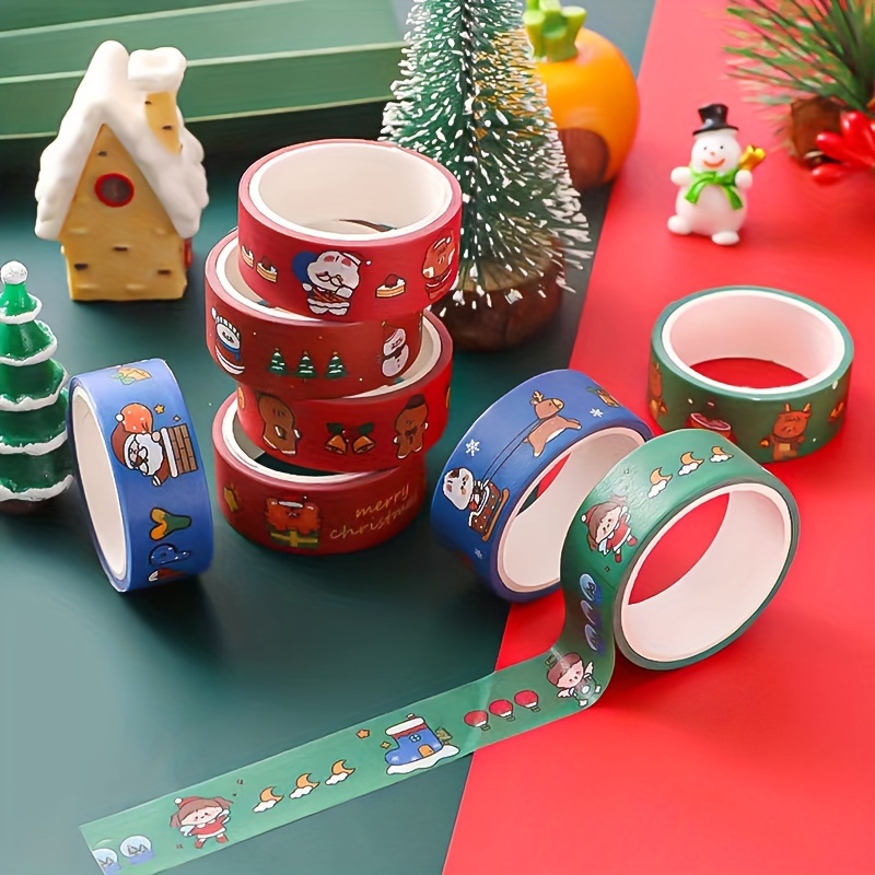 6pcs/pack Christmas Holiday Washi Tape Scrapbooking Decorative Adhesive  Paper Tape for Christmas Gift Wrapping Art Crafts Stationery Sticker