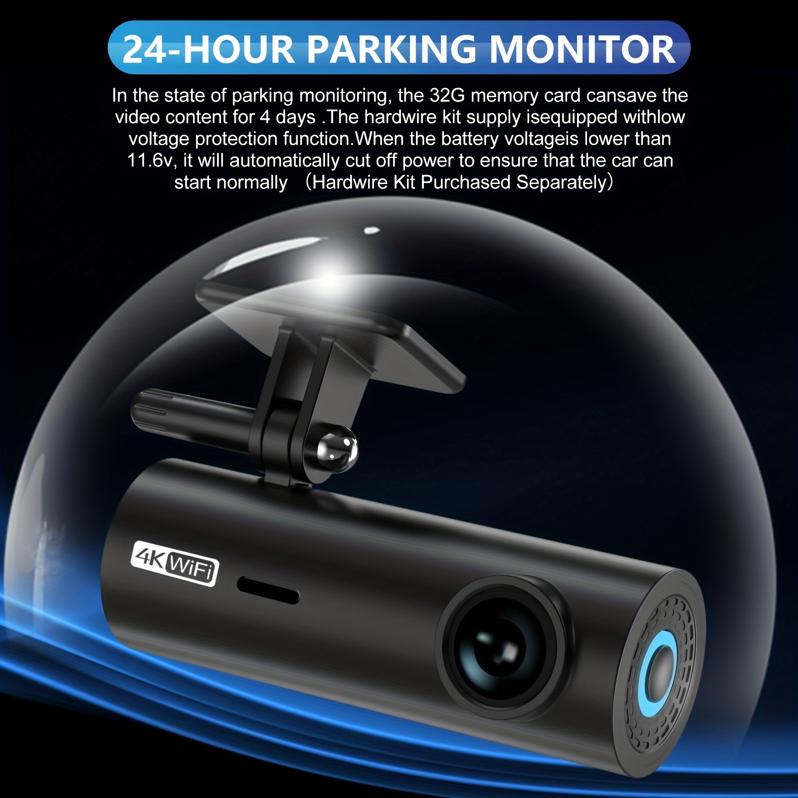 Dash Cam 4K WiFi 2160P Dash Camera For Cars, Wireless Dash Cam Front  Recorder With App, G-Sensor, Night Vision, Loop Recording, Support 256GB Max