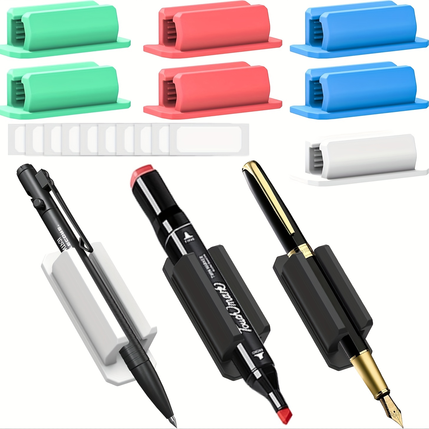 6PCS PU Leather Pen Holder Self Adhesive Anti Lost Pencil Holder
