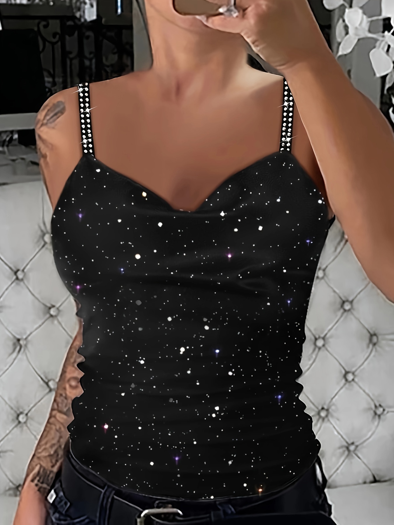 glitter top sold on Temu United States