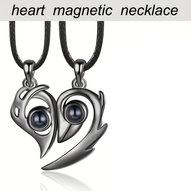 Magnetic Love Heart Couple Necklace For Lovers Gothic Punk - Temu