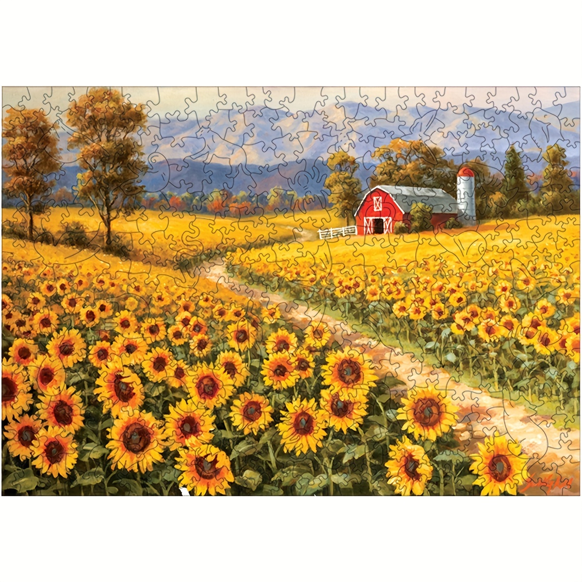 Sunflower Small Town Wooden Puzzle Educational DIY Crafts