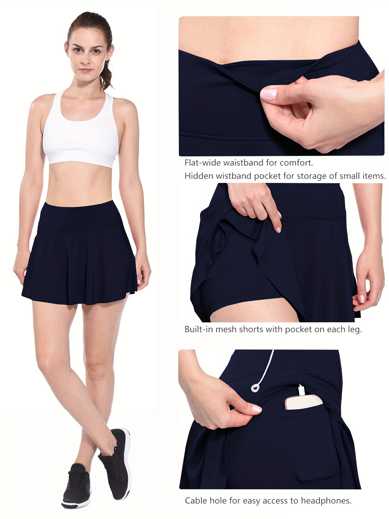Women's Pleated Tennis Skirts Shorts Pockets Athletic Skort - Temu