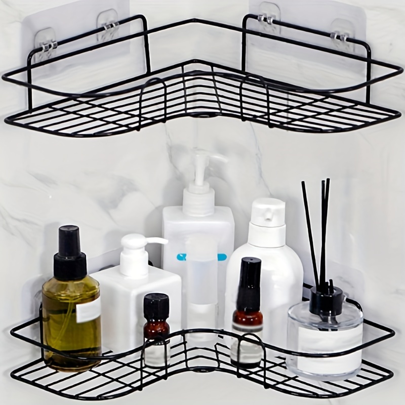 Shower Organizer Corner Shower Caddy - 2 Pack Acrylic Shower Caddy Shower  Shelf Corner Shower Rack Adhesive Wall Mounted Clear Shower Shelves for