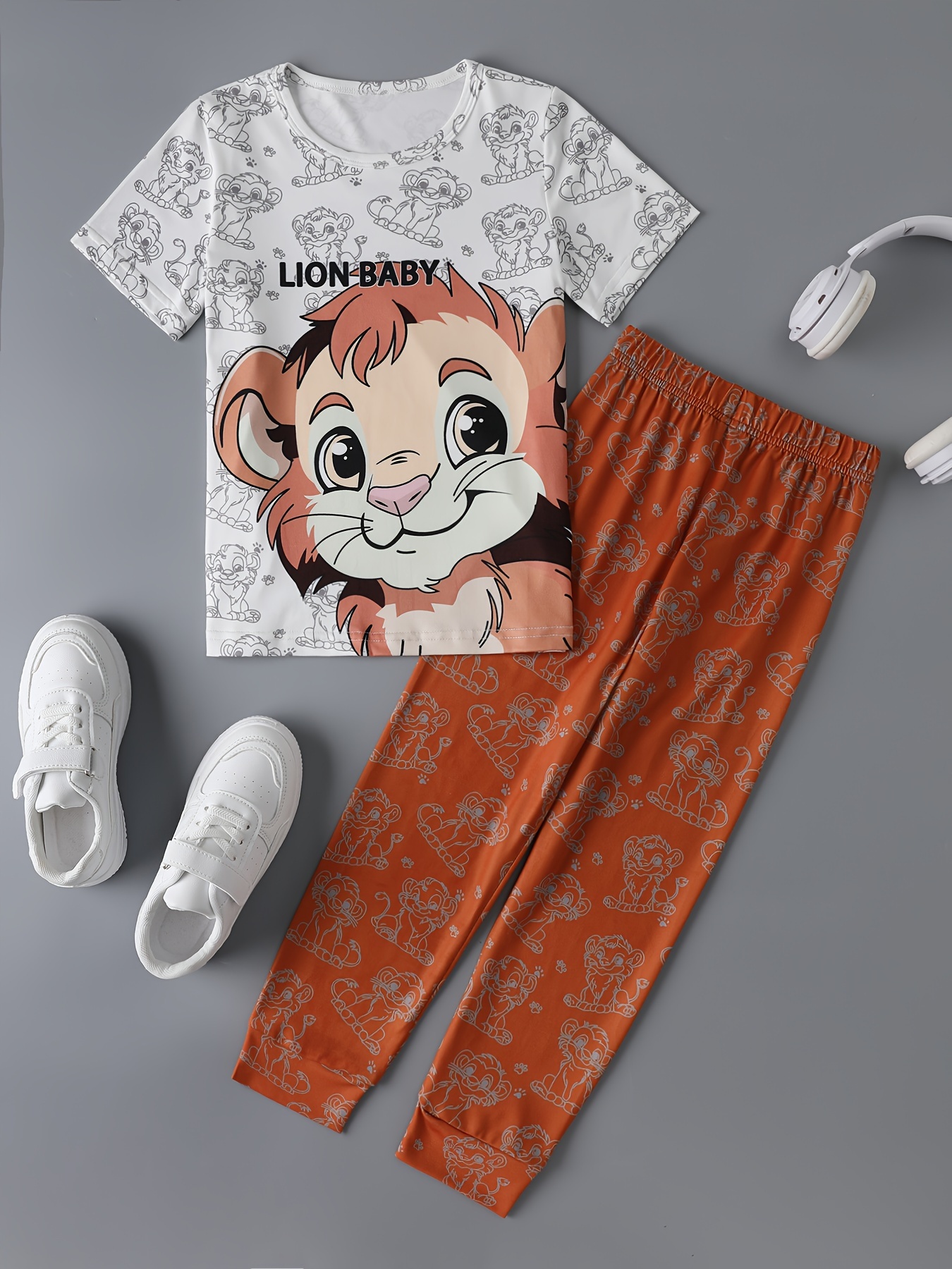 Cartoon Koala Print Pajama Set Long Sleeve Crew Neck Top - Temu