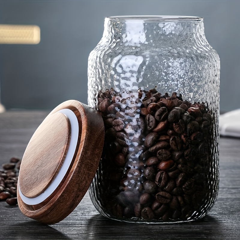 Acacia Wooden Lid Glass Storage Jar - Portable Airtight Container For Tea,  Coffee, Sugar, Candy, , Spices - Perfect For Home Kitchen Supplies - Temu