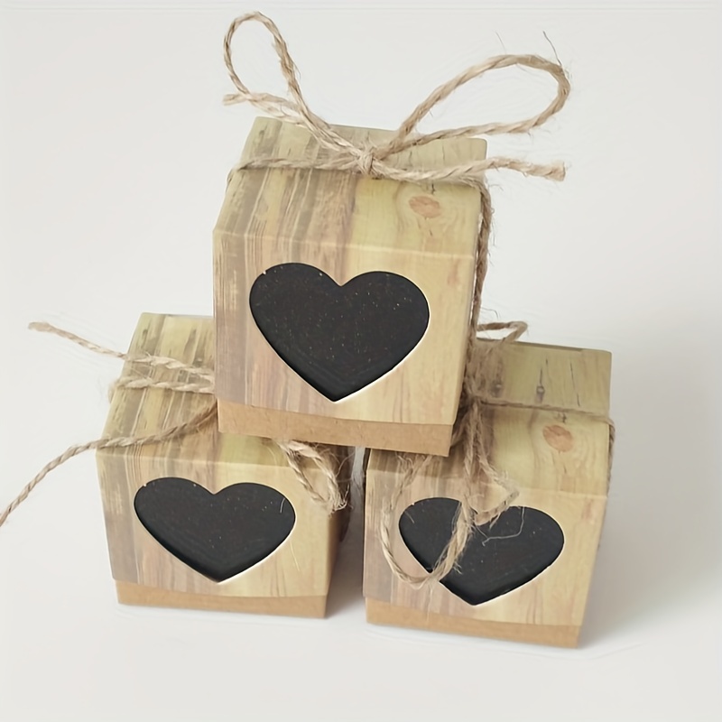 5 Pezzi, Scatola Di Caramelle Retrò Amore Fai-da-te, Regalo Di Natale In  Carta Kraft Scatola Di Caramelle Vuota A Forma Di Cuore A Grana Di Legno