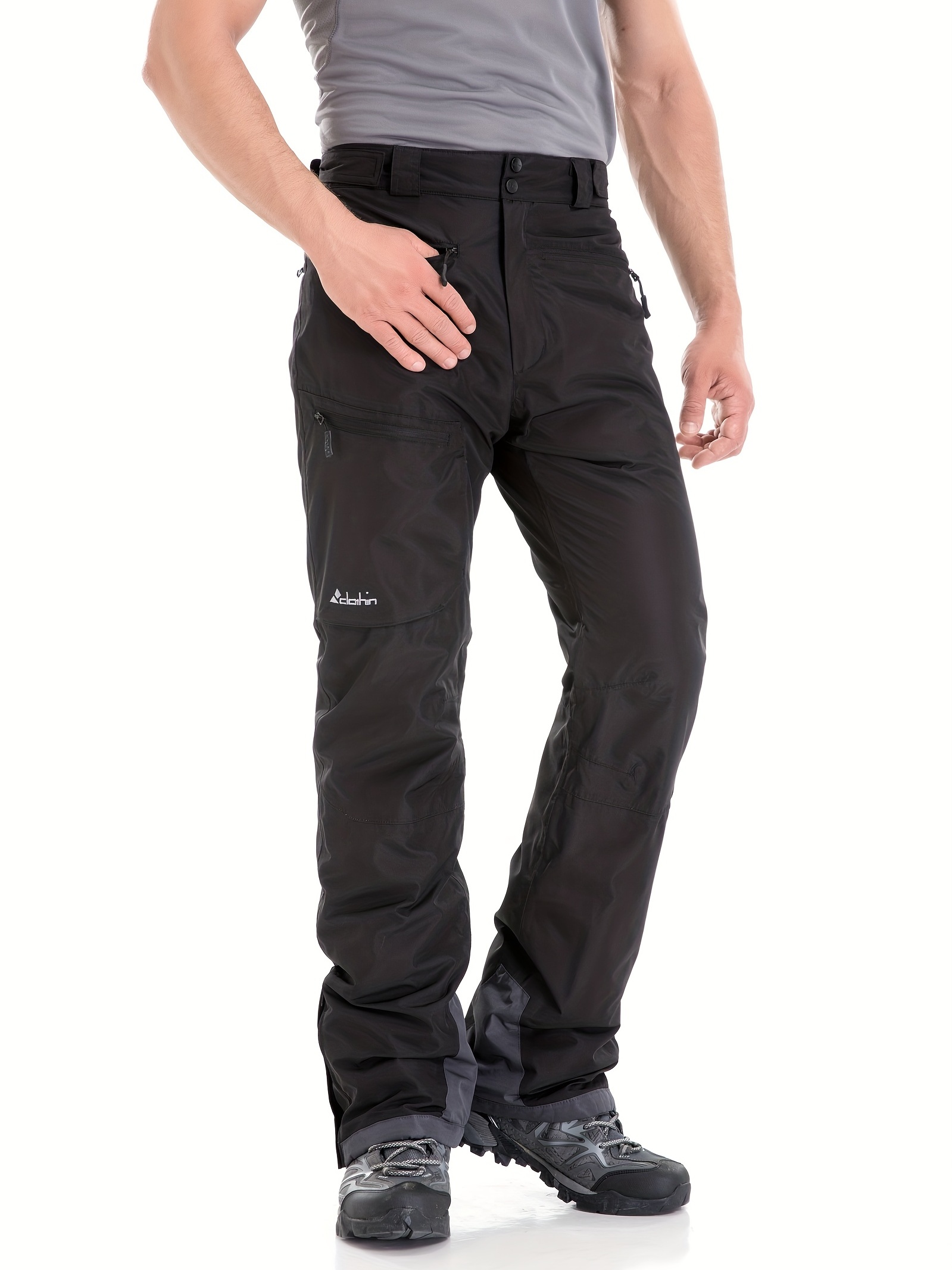 Men's Thermal Windproof Ski Pants Thick Zippered Pockets - Temu Canada