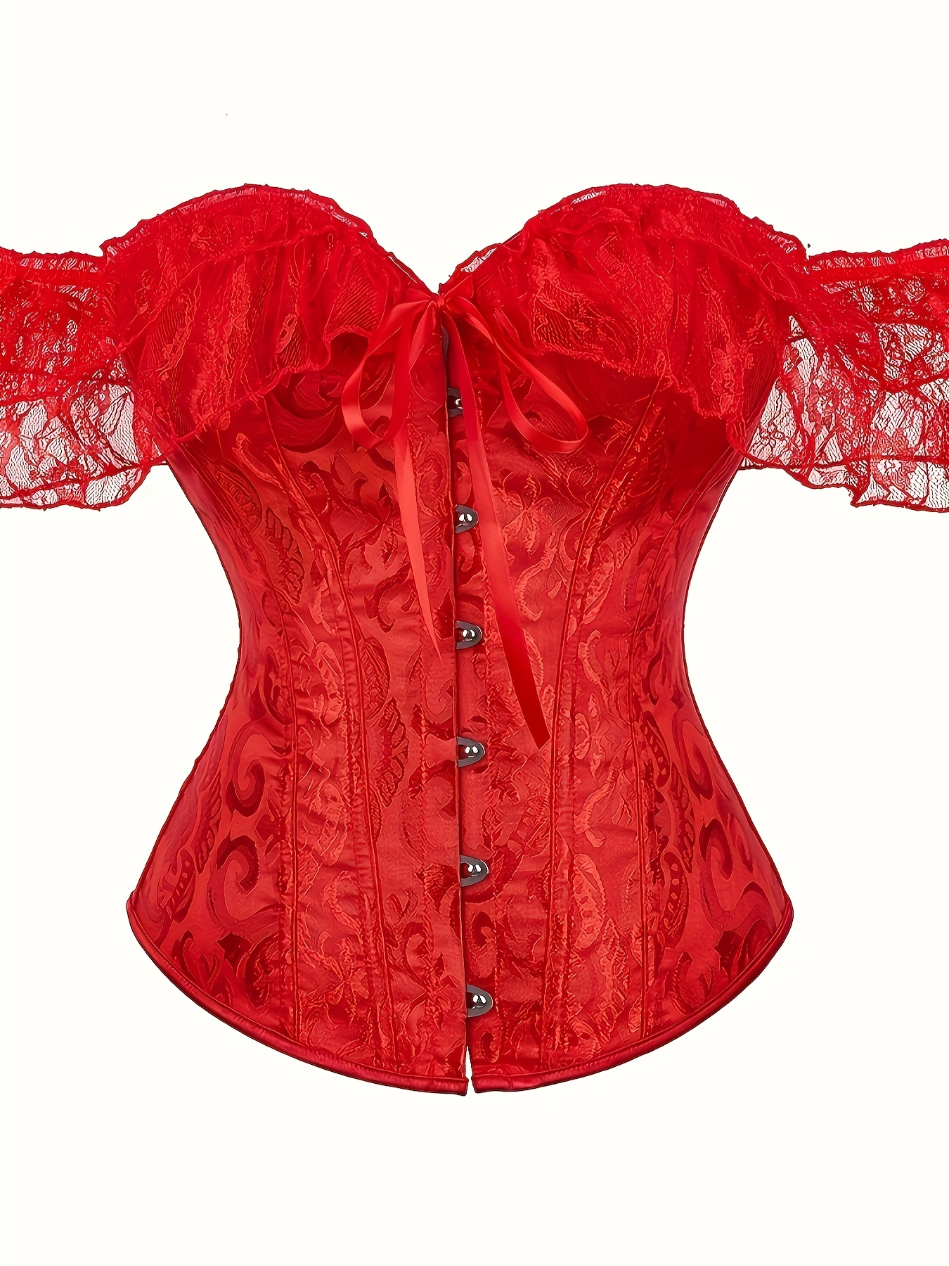 Buy Red Mashroo And Net Lining Shantoon Embroidery Floral Corset