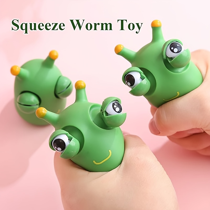 Funny Grass Worm Squeeze Toys Eye Popping Worm Anxiety Sensory