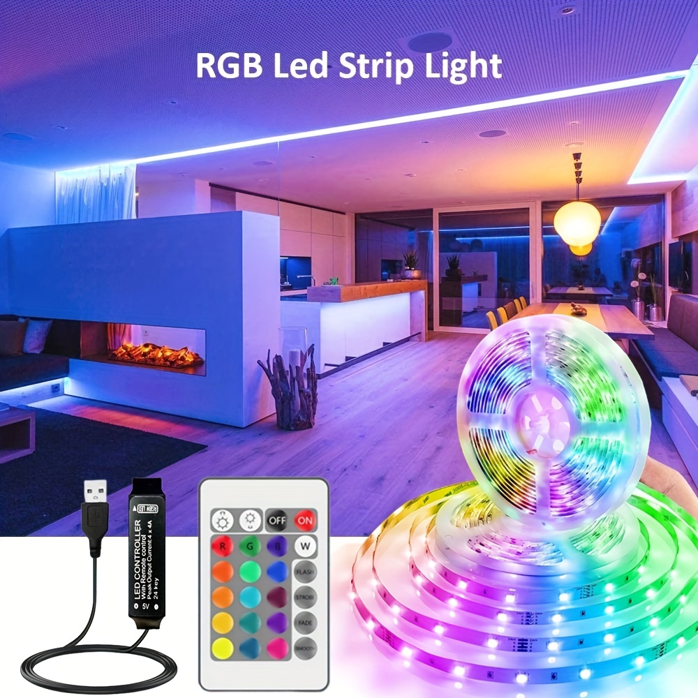 Luces De Tira LED Luz Color Casa Con Control Remoto RGB TV Para Decorar  Fiesta 