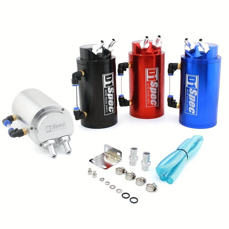 D1 Spec Racing Olio Serbatoio In Alluminio Per Auto - Catch Tank Universale 8x14.8 Cm (Blu, Rosso O Nero)