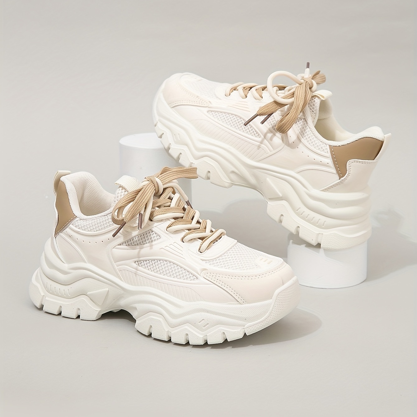 Women's Trim Canvas Shoes, Lace Up Platform Deconstructed Sneakers ...
