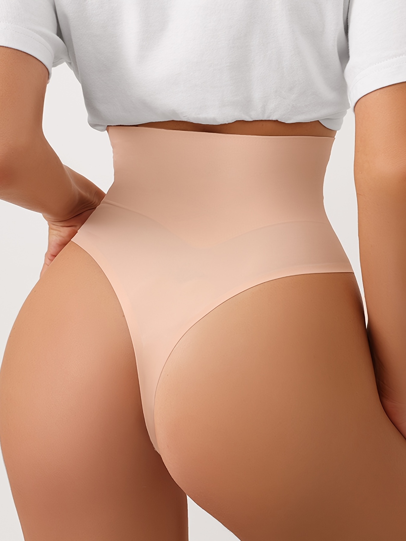 Seamless Body Shaper Thong Panties High Waist Comfy - Temu