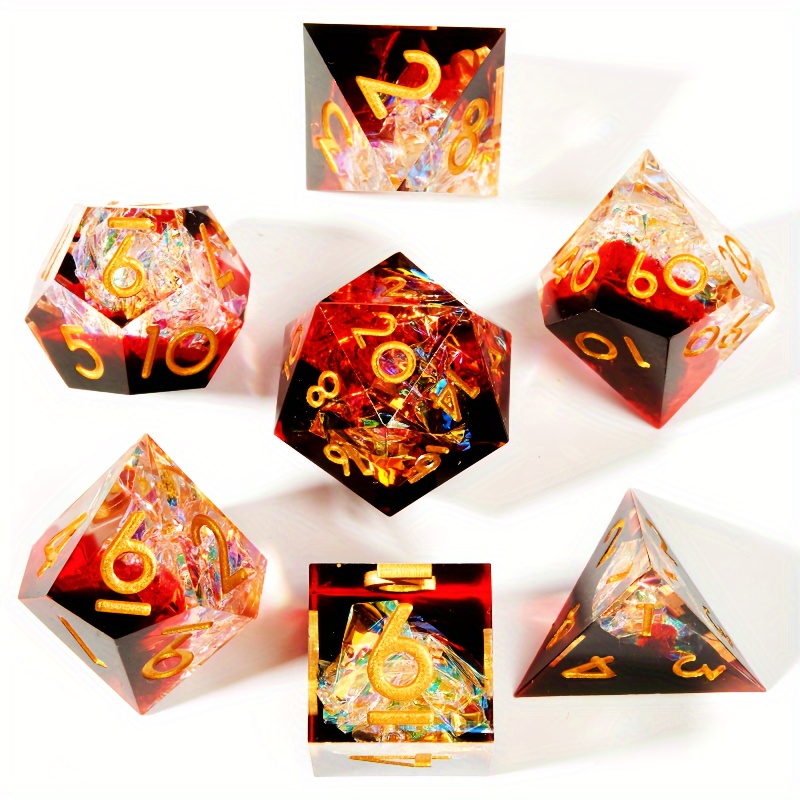 

7pcs Sharp Resin Polyhedral Dice Set, Suitable For Role-playing Large Board Games
