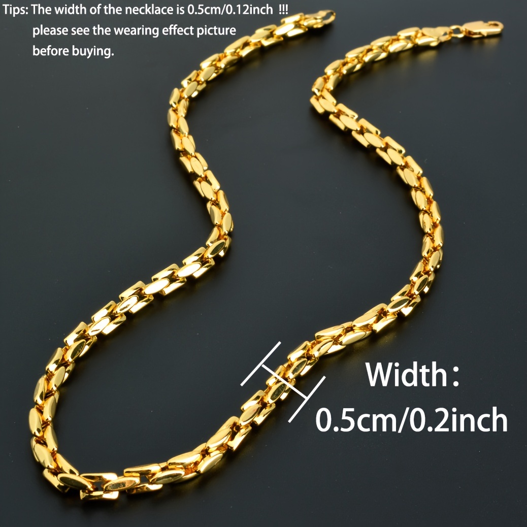 Golden Link Chain Necklace For Men And Women Durable Copper - Temu