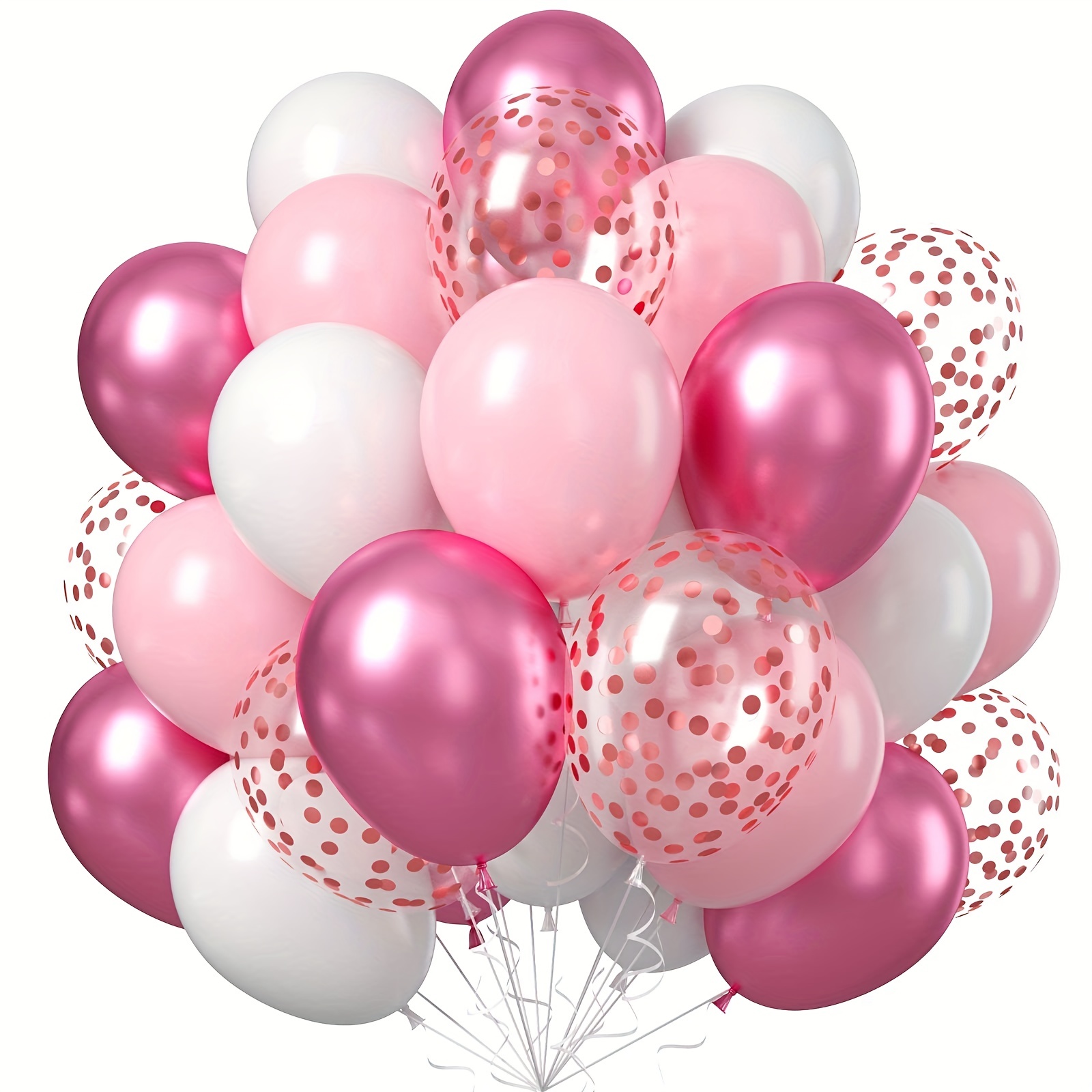 Globos rosa y dorado, 50 globos de látex rosa, blanco y dorado, globos de  confeti rosa y dorado de 12 pulgadas para cumpleaños, bodas, baby shower