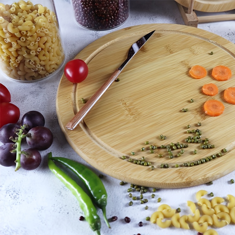 RoyalHouse Tabla de cortar redonda de bambú natural para cocina, tablas de  cortar para carne y verduras, tabla de queso y embutidos, bandeja de