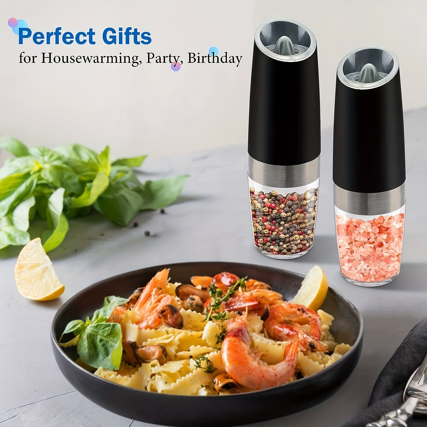 Automatic Pepper Mill Grinder Set Battery Powered with Adjustable Coarseness,2 Pack (Set of 2) SC0GO Color: Silver