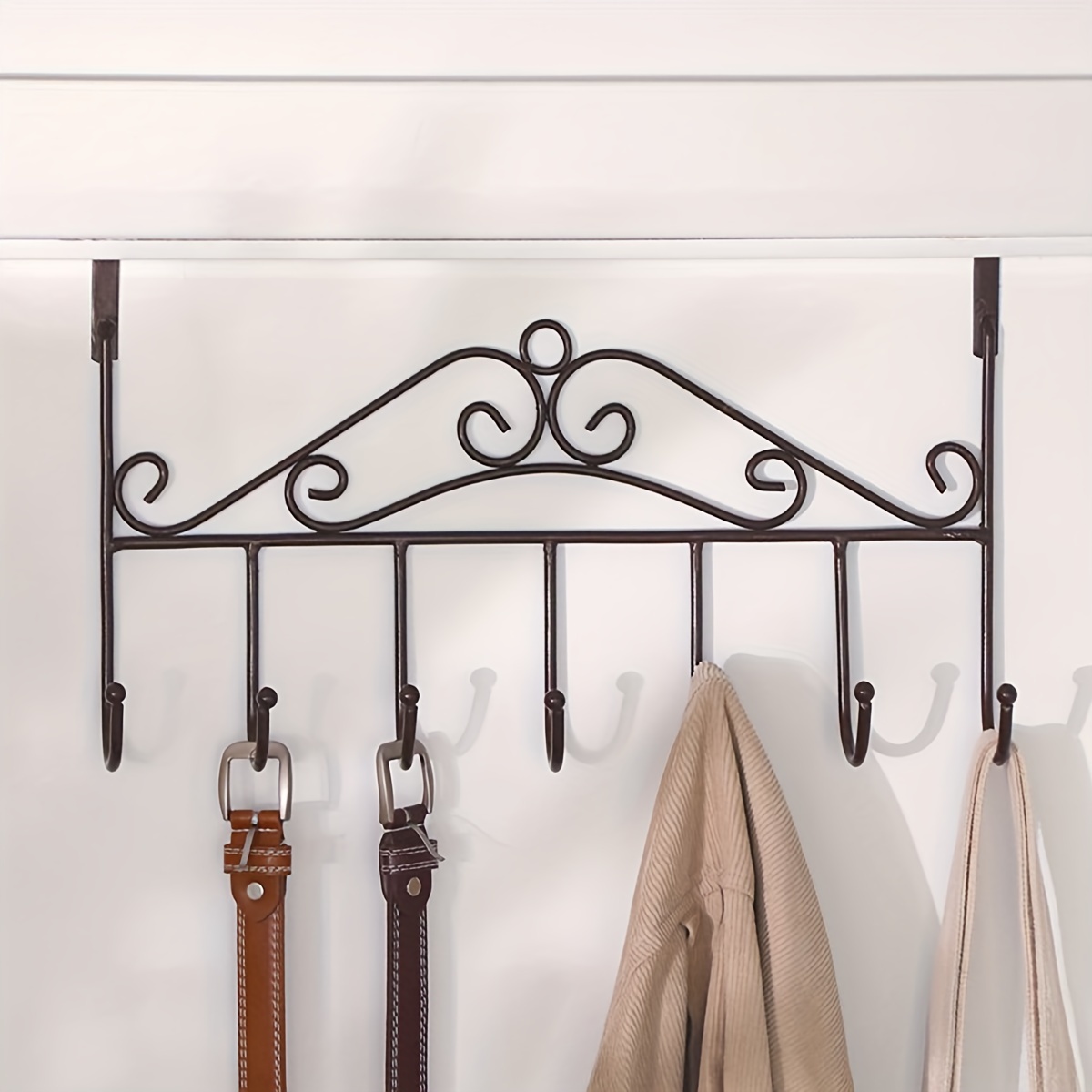 Over The Door Hook Punch free Coat Rack For Hanging Clothes - Temu