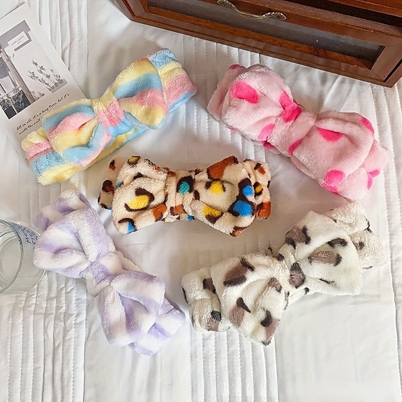 3pcs Leopard Bow Headband for Face Wash Spa Hair Band