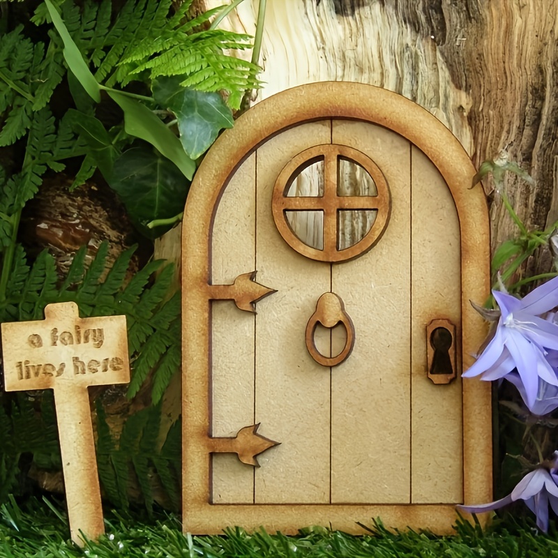 1pc Mini Wooden Door DIY Painting Vintage Decor Fairy Elf Dollhouse Door Garden Door Craft Accessories Doll House Micro Landscape Gift