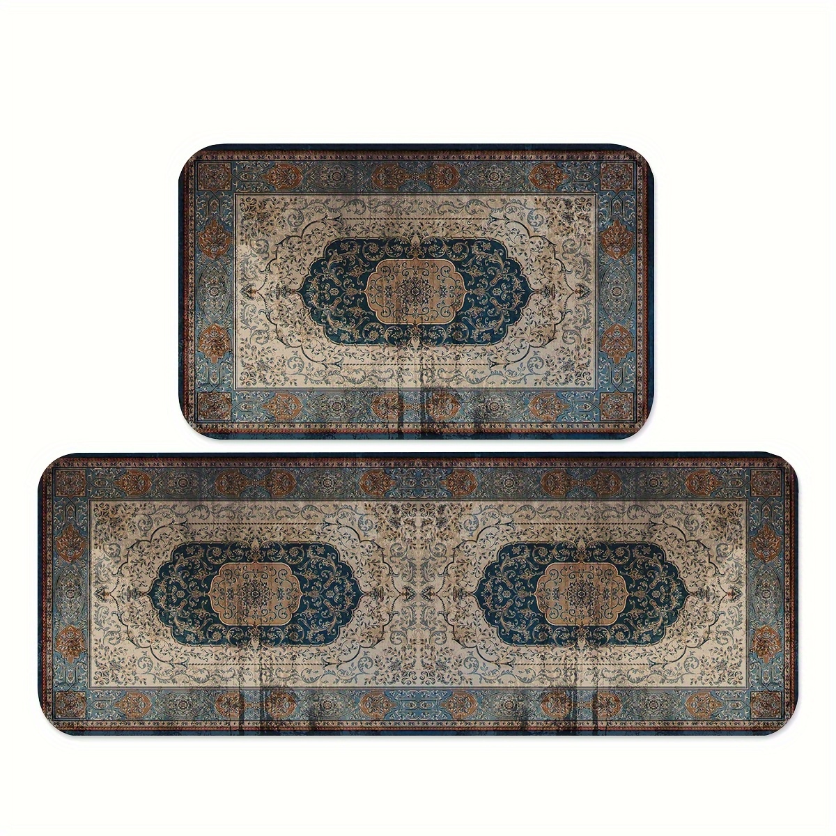 

1/2pcs Vintage Arabic Persian Pattern Kitchen Rug, Non Slip Kitchen Mats For Floor Cushioned Bathroom Mat And Mats Comfort Standing Mat Runner For Kitchen, Home Office, Sink, Laundry, Bathroom