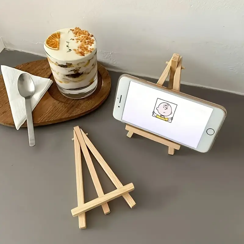 5pcs Mini Wooden Creative Small Picture Stand, Desktop Triangle Bracket,  Photo Display Stand, For Home Room Desk Office Decor