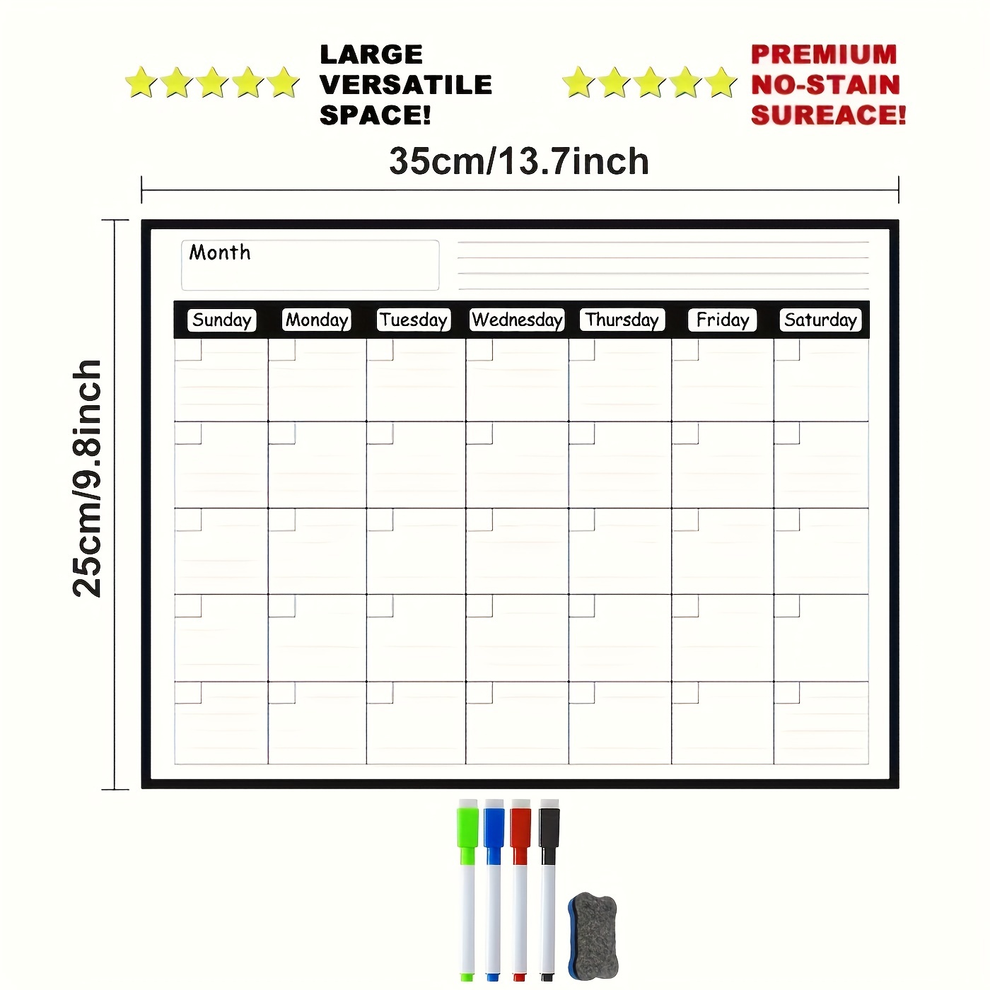 TEMU Magnetic Refrigerator Dry Calendar - Monthly Planner Free Magnetic Dry Marker - Organize Your Fridge