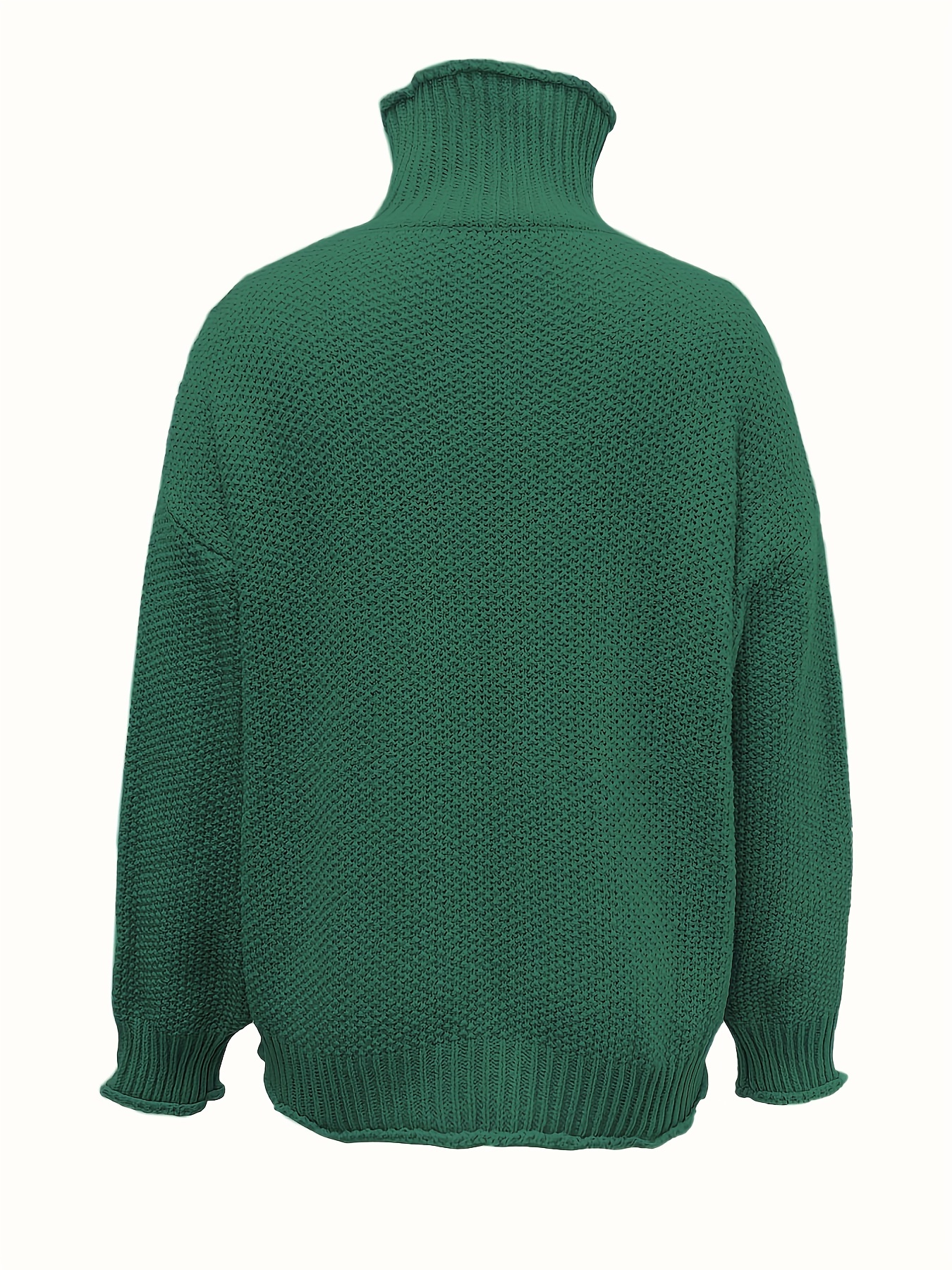 solid turtle neck pullover sweater casual long sleeve sweater for fall winter womens clothing green 1