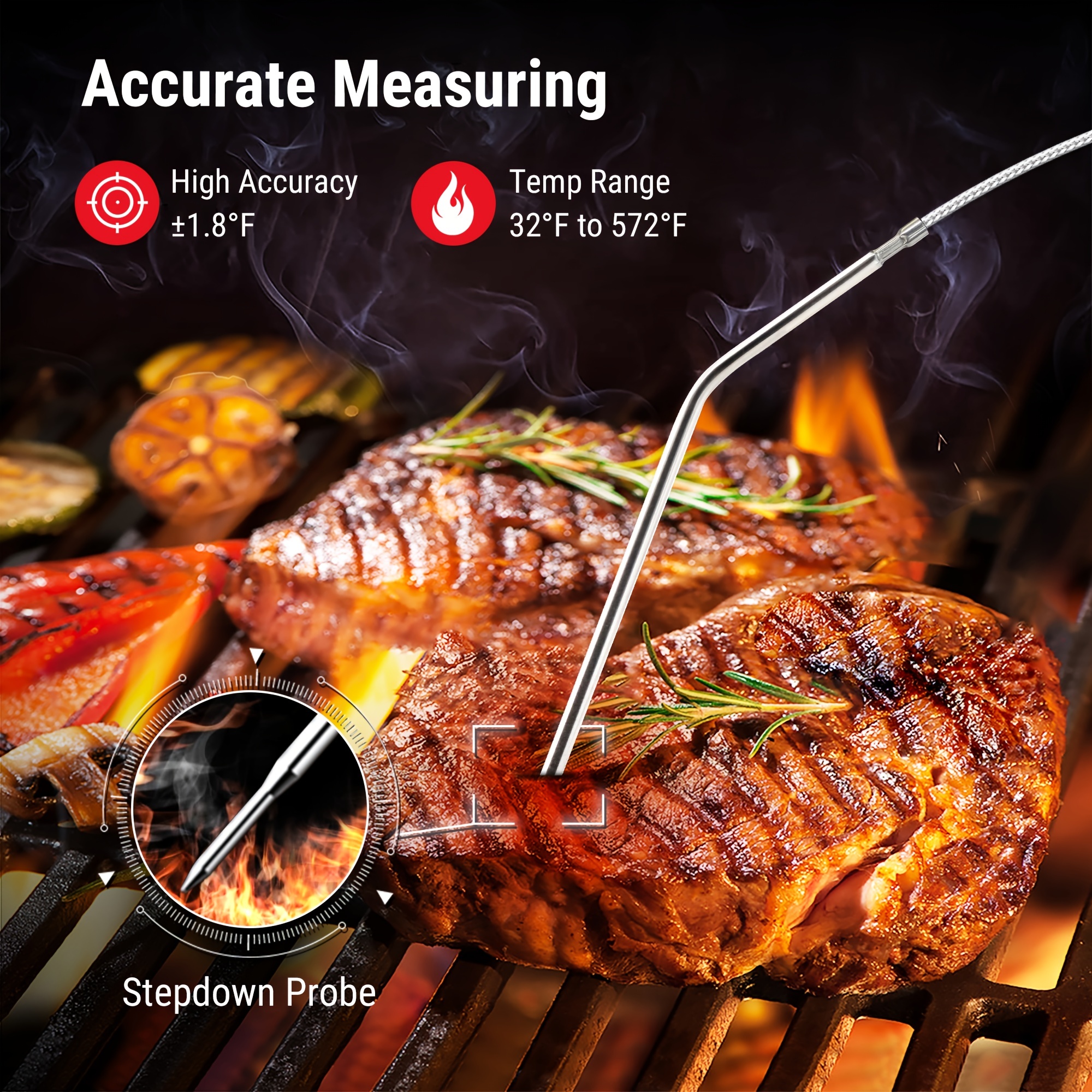 ThermoPro TP-07B Wireless Meat Thermometer - Digital Grill Thermometer with  Temperature Probe and Smart LCD Screen - Perfect for Grilling, Cooking