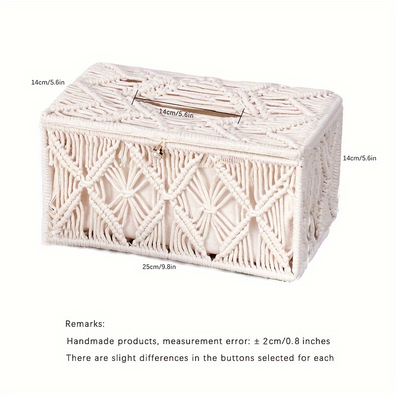 JJHZOO Tissue Box Cotton Rope Woven Tissue Box Hand-Woven Tissue Box Basket  Cover Storage Box Suitable for Bedroom Dining Room Dresser Office