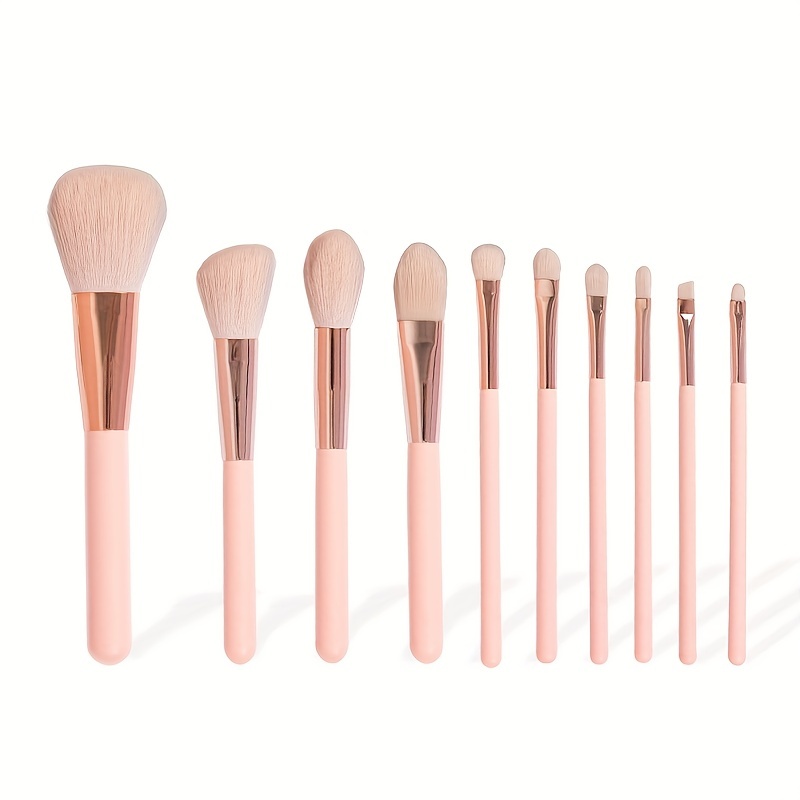 Makeup Brush Set Apricot Color Synthetic Brush Loose Powder - Temu