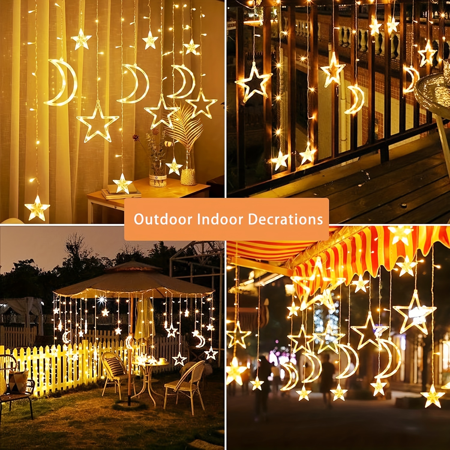 Fairy Lights Remote Control Hanging Star and Moon Lights with 138 LEDs The Holiday Aisle