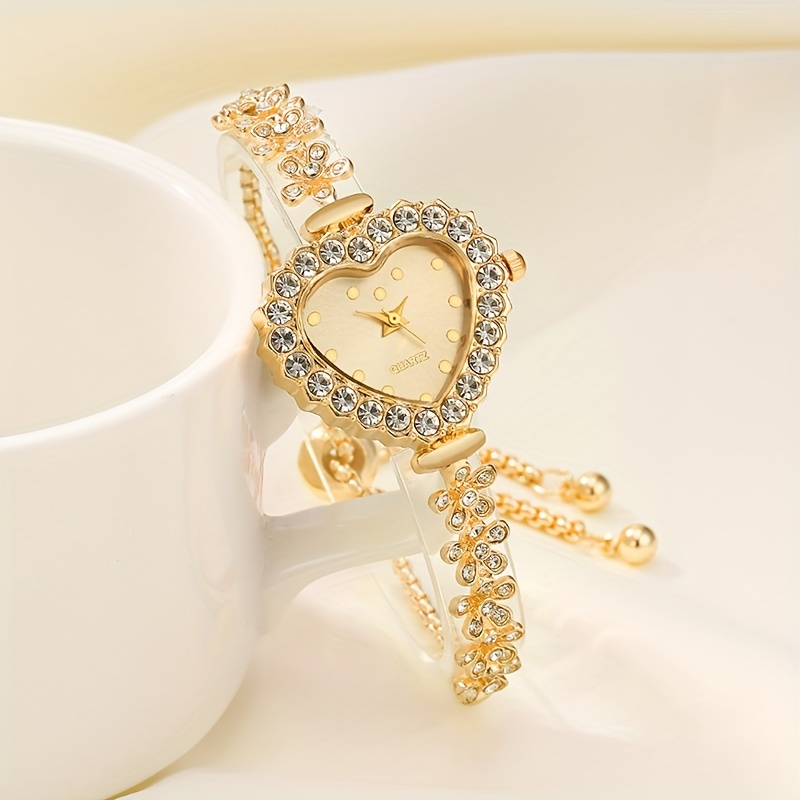 Reloj Pulsera Mujer Puntero Coraz n Diamantes Imitaci n Lujo