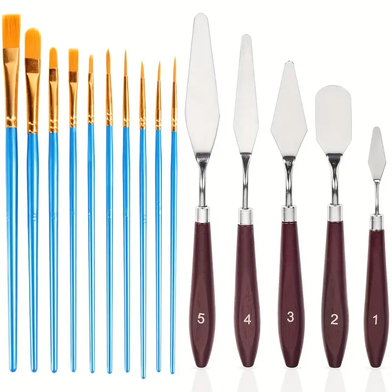 Painting Knives, Stainless Steel Spatula Palette Knife, Paint Brush Set  Watercolor Brushes Painting Brush, Nylon Hair Brushes Oil Painting  Accessories, For All Purpose Oil Watercolor Painting, Artist Professional  Kits - Temu