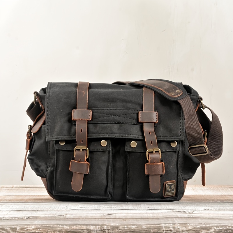 

1pc Retro Canvas Shoulder Bag, Casual Versatile Sling Bag