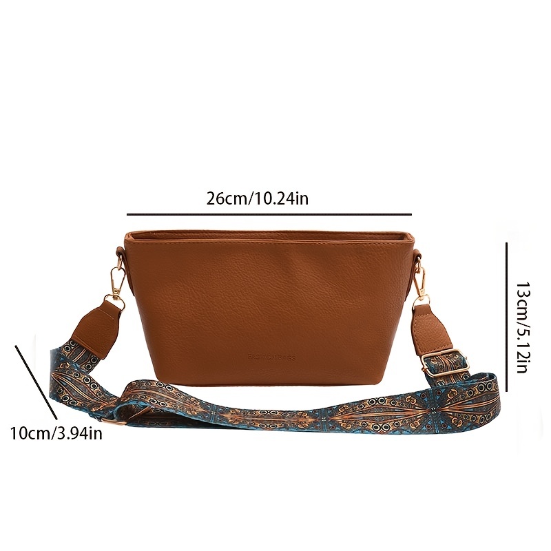 Vintage Shoulder Bag Stylish Zipper Work Bag with Wide Strap
