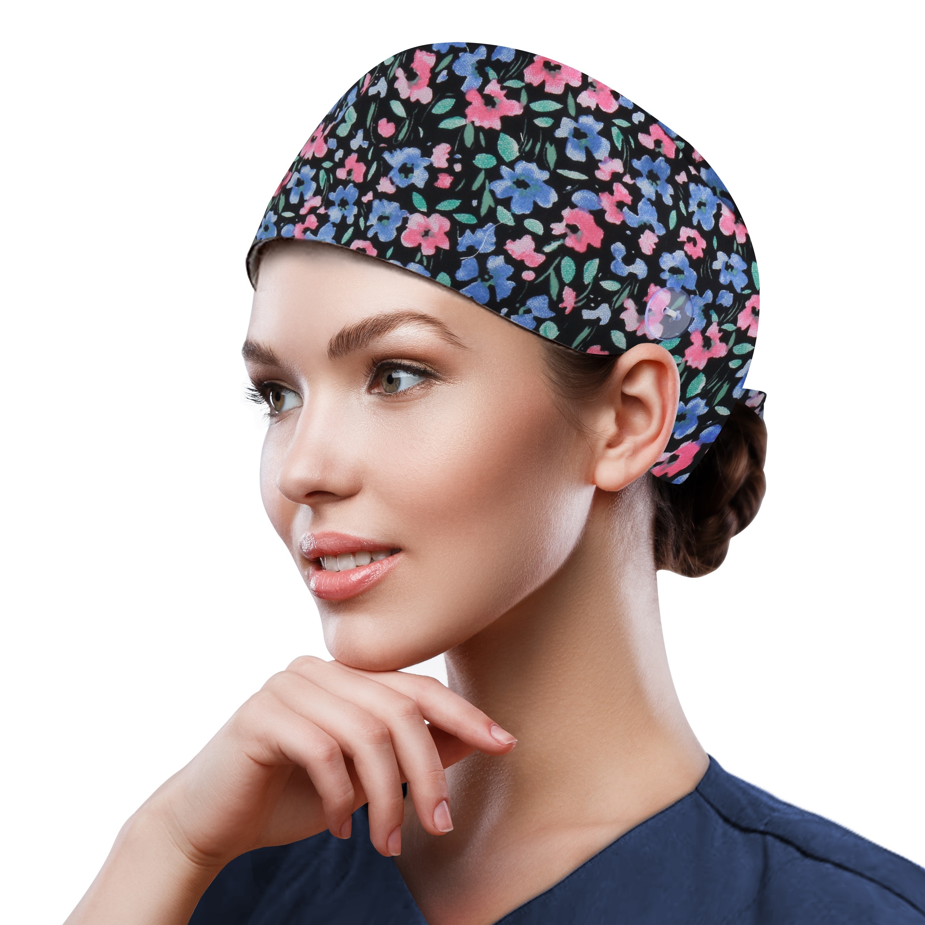Breathable Nurse Unisex Scrub Work Hats Button - Temu Canada