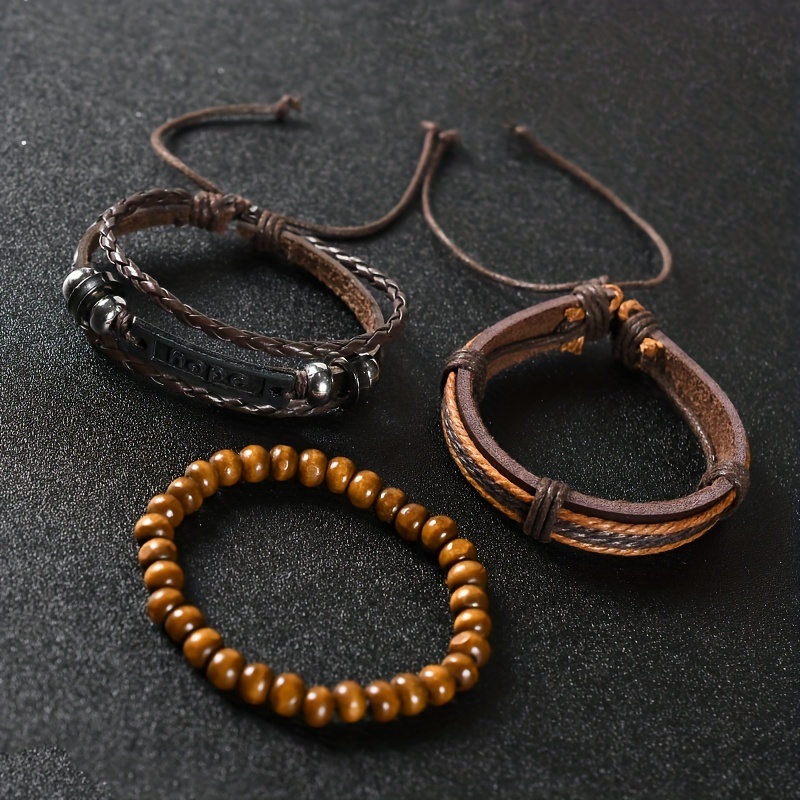 3pcs Braided Cowhide Set Bracelet DIY Kit