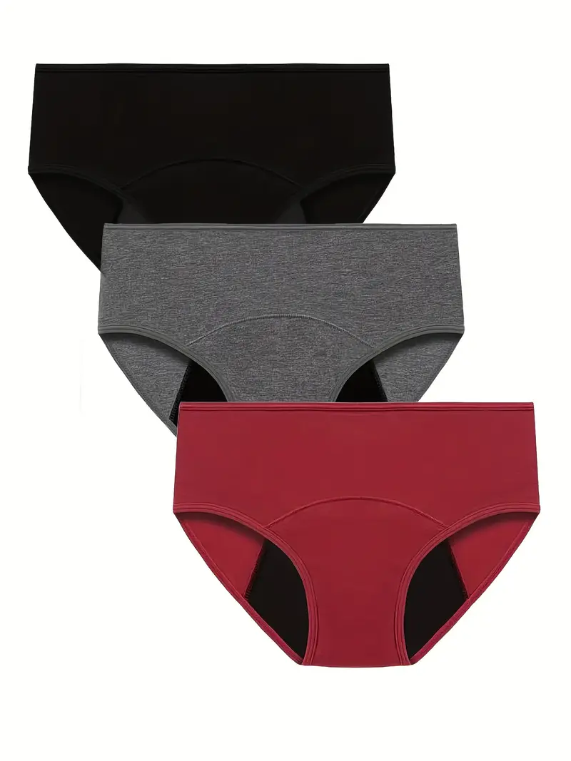 3pcs Menstrual Period Panties, Comfy & Breathable Full-Coverange Anti-Leak  Panties, Women's Lingerie & Underwear